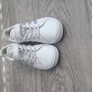 Adidas white girls sneakers with iridescent size 12
